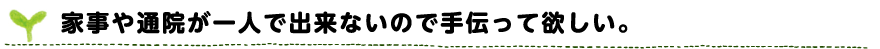 家事や通院が一人で出来ないので手伝って欲しい。